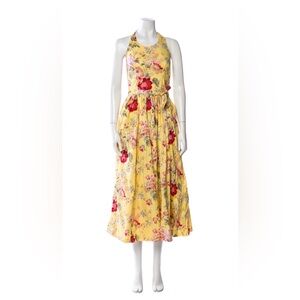 Vintage Floral Ralph Lauren Cotton Wrap Halter Dress